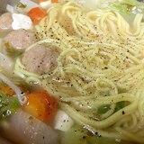 鍋の締めは塩ラーメン！